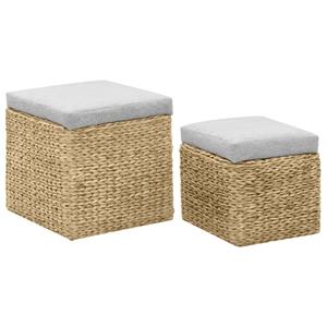 VIDAXL Ottoman-set 2 Stk. Seegras Grau