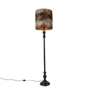 Qazqa Vloerlamp Zwart Met Kap Luipaard 40 Cm - Classico