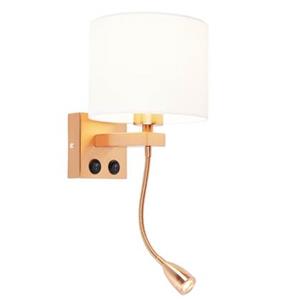 QAZQA Art Deco Wandlampe Kupfer mit weißem Schirm - Brescia