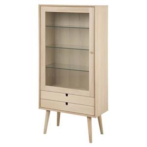 ebuy24 Vitrine Canes Vitrine mit 1 Tür und 2 Schubladen aus Eiche