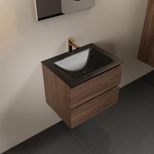 Mondiaz Aivy 60cm badmeubel Mocha, wastafel Urban solid surface midden 1 kraangat