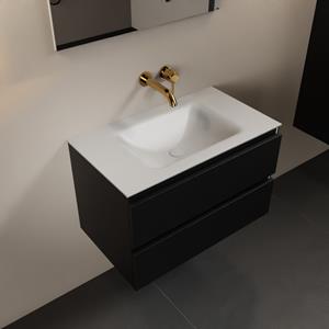 Mondiaz Aivy 80cm badmeubel Urban, wastafel Talc solid surface midden zonder kraangat met spiegel