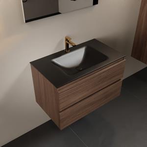 Mondiaz Aivy 80cm badmeubel Mocha, wastafel Urban solid surface midden 1 kraangat