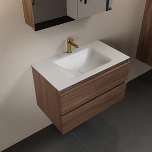 Mondiaz Aivy 80cm badmeubel Mocha, wastafel Talc solid surface midden 1 kraangat met spiegelkast