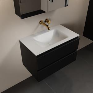 Mondiaz Aivy 80cm badmeubel Urban, wastafel Talc solid surface midden zonder kraangat met spiegelkast