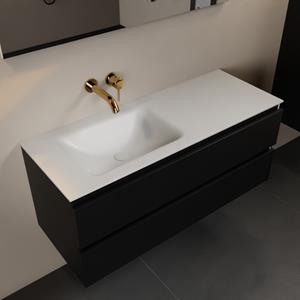 Mondiaz Aivy 120cm badmeubel Urban, wastafel Talc solid surface links zonder kraangat met spiegel