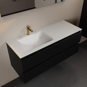 Mondiaz Aivy 120cm badmeubel Urban, wastafel Talc solid surface links 1 kraangat met spiegel