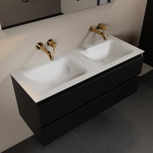 Mondiaz Aivy 120cm badmeubel Urban, wastafel Talc solid surface dubbel zonder kraangat met spiegel