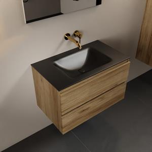 Mondiaz Aivy 80cm badmeubel Chai, wastafel Urban solid surface midden zonder kraangat met spiegel