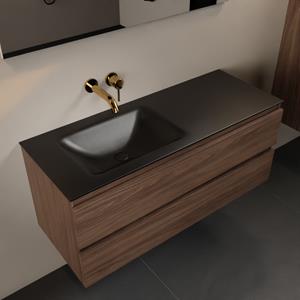 Mondiaz Aivy 120cm badmeubel Mocha, wastafel Urban solid surface links zonder kraangat