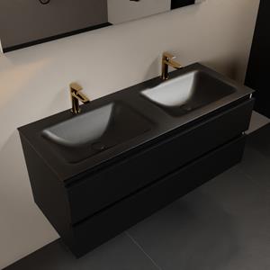 Mondiaz Aivy 120cm badmeubel Urban, wastafel Urban solid surface dubbel 2 kraangaten