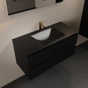 Mondiaz Aivy 100cm badmeubel Urban, wastafel Urban solid surface midden 1 kraangat met spiegel