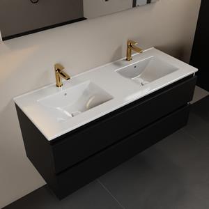Mondiaz Aivy 120cm badmeubel Urban, wastafel glanzend wit keramiek dubbel 2 kraangaten met spiegel
