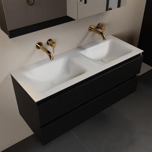 Mondiaz Aivy 120cm badmeubel Urban, wastafel Talc solid surface dubbel zonder kraangat met spiegelkast