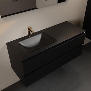 Mondiaz Aivy 120cm badmeubel Urban, wastafel Urban solid surface links 1 kraangat met spiegel
