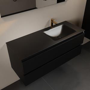 Mondiaz Aivy 120cm badmeubel Urban, wastafel Urban solid surface rechts 1 kraangat met spiegel