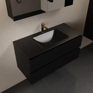 Mondiaz Aivy 100cm badmeubel Urban, wastafel Urban solid surface midden 1 kraangat met spiegelkast