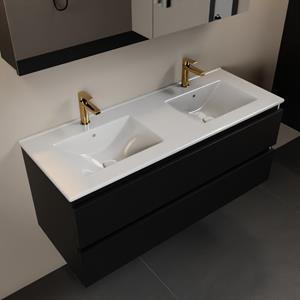 Mondiaz Aivy 120cm badmeubel Urban, wastafel glanzend wit keramiek dubbel 2 kraangaten met spiegelkast