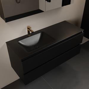 Mondiaz Aivy 120cm badmeubel Urban, wastafel Urban solid surface links 1 kraangat met spiegelkast