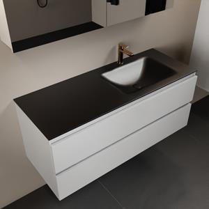 Mondiaz Aivy 120cm badmeubel Talc, wastafel Urban solid surface rechts 1 kraangat met spiegelkast