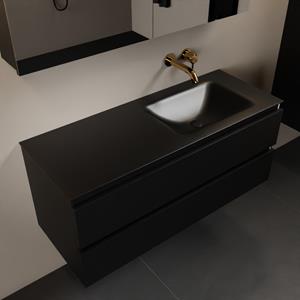 Mondiaz Aivy 120cm badmeubel Urban, wastafel Urban solid surface rechts zonder kraangat met spiegelkast