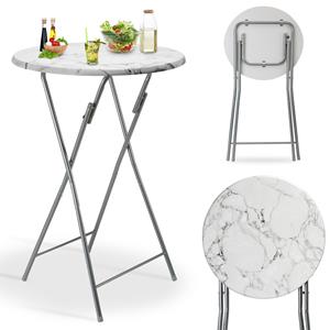 Statafel Wit Marmerlook ø60cm Inklapbaar
