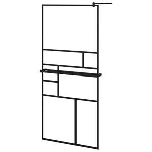 VIDAXL Duschwanne Duschwand mit Ablage für Walk-In-Dusche Schwarz 90x195 cm ESG