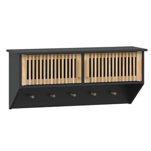 VIDAXL Wandgarderobe Mit Haken Schwarz 80x24x35,5 Cm Holzwerkstoff