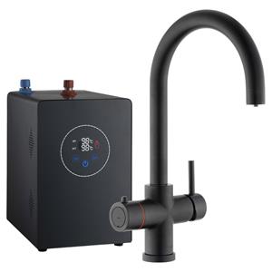 Multi-Tap Classic 3in1 Kokend Water Kraan Mat Zwart - Rond