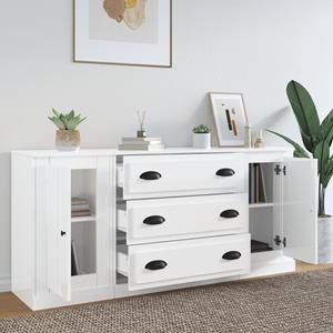 vidaXL Dressoirs 3 st bewerkt hout hoogglans wit