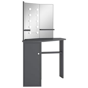 vidaXL Hoekkaptafel met LED 111x54x141,5 cm grijs