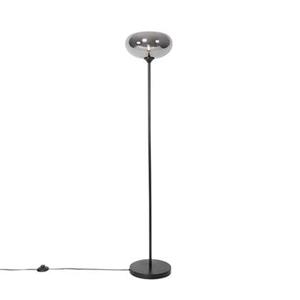 QAZQA Vloerlamp busa - Zwart - Art Deco - D 28cm