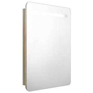 vidaXL Badkamerkast met spiegel en LED 60x11x80 cm eikenkleurig