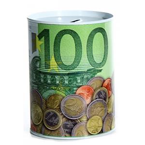 Spaarpot 100 euro thema 12 cm -