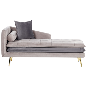 BELIANI Chaise longue fluweel beige/grijs linkszijdig GONESSE