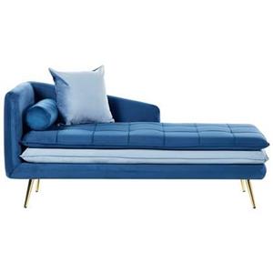 BELIANI Chaise longue fluweel blauw linkszijdig GONESSE