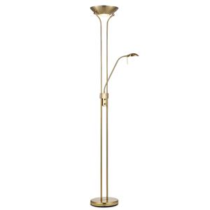 vloerlamp 50/50/180cm Brons, dimbare staande lamp met flexibele leeslamp, LED geintegreerd, geschikt voor woonkamer, slaapkamer, thuiskantoor