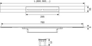 TECE drainprofile doucheprofiel, 800 mm, rvs, gepolijst goud optisch