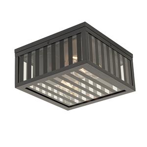 QAZQA Moderne buiten plafondlamp zwart met smoke glas 2-lichts IP44 - Dijon