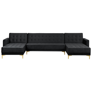 Modulaire bank 5-zits fluweel zwart ABERDEEN