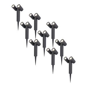 HOFTRONIC™ 9x Pinero double dimbare LED prikspot - 6000K daglicht wit - GU10 - 5 Watt - Kantelbaar - Tuinspot - Voor buiten en binnen - Zwart - 3 jaar garantie