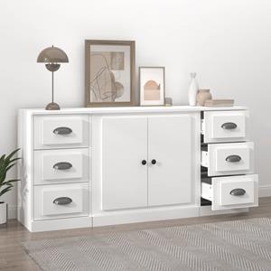 vidaXL Dressoirs 3 st bewerkt hout wit