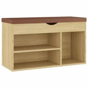 VidaXL Schoenenbank met kussen 80x30x47 cm spaanplaat sonoma eiken