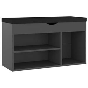 VidaXL Schoenenbank met kussen 80x30x47 cm spaanplaat grijs