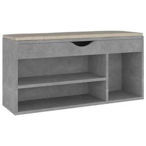 VidaXL Schoenenbank met kussen 104x30x49 cm spaanplaat betongrijs