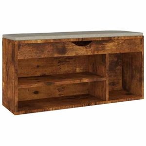 VidaXL Schoenenbank met kussen 104x30x49 cm spaanplaat gerookt eiken