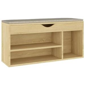 VidaXL Schoenenbank met kussen 104x30x49 cm spaanplaat sonoma eiken