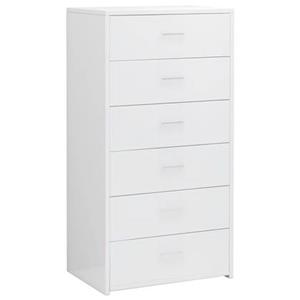 VIDAXL Sideboard Mit 6 Schubladen Hochglanz-weiß 50x34x96cm Spanplatte