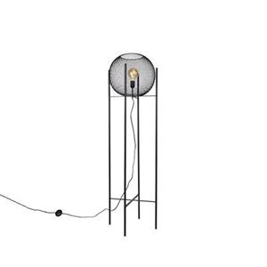 QAZQA Moderne Stehlampe schwarz - Mesh Ball