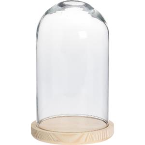 Home & Styling Stolp Glas Met Houten Basis 17x17x31cm